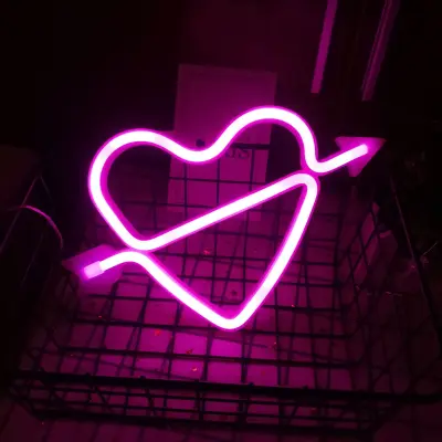 Led neonski napisi Neonske luči Stenska svetilka Dekoracija spalnice Baterija in USB napajanje Neonske luči Neonske luči zasvetijo, 18*28 cm roza