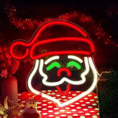 LED svetlobni znak Santa Claus z akrilno ploščo, nočni stenski dekor, božični svetlobni stenski dekor za potrebščine za božično zabavo, spalnico