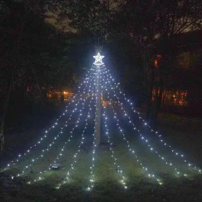 Zunanje luči na nizu - Zunanje luči na nizu z 9 lučkami na nizu 350 LED, za umetno božično drevo, hladno bela [energijski razred A+++]