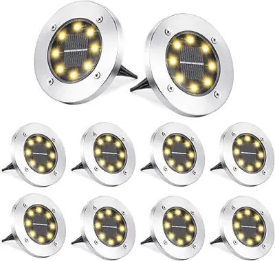 LED solarnih luči na prostem, vodoodporne sončne vrtne talne luči IP65, toplo bele okrasne luči za trato za vrtno pot, teraso, dvorišče(8 kosov)
