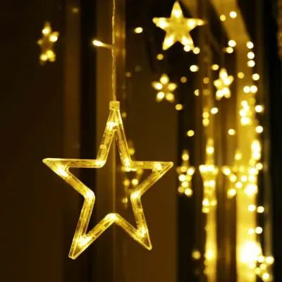 12 LED luči v obliki zvezd, božične luči za zavese, luči v obliki zvezd, 138 LED, 8 vzorcev za zabave v zaprtih prostorih in na prostem (top