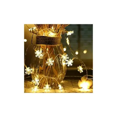 Lučke v obliki snežinke, 6 m 40 LED lučk na baterije, svetleče enobarvne dvodelne dekoracije za božično spalnico, notranjo sobo na prostem (