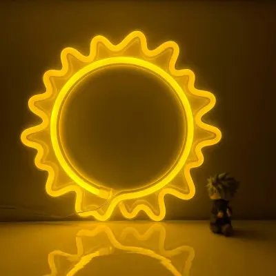 Solarna LED neonska napisna nočna lučka USB na baterijski neonski napis za stensko dekoracijo spalnice (rumena)