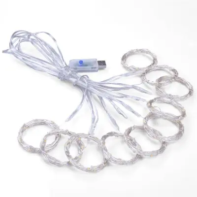 LED lučka za zavese 3m x 3m, 300 LED, USB, vodotesna, 8 načinov, topla bela svetloba