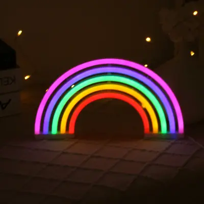 Pisani LED neonski znak Stenski viseči neonski luč v obliki mavrice Sobni dekor za notranjo zunanjo razsvetljavo Dekoracija