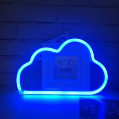 Neonska luč, LED oblačni znak, strele, ljubezenski krožniki, ustnice, svetilka, stenski dekor za božič, rojstnodnevna zabava, otroška soba,  (modra)