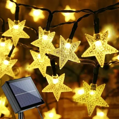 Nizne luči Solar Star, 100 LED solarnih luči na prostem, 8 načinov utripajočih zvezdnih luči, vodotesne solarne luči s spominom, topla bela
