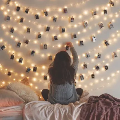 LED bakrena žična sponka Nihajne luči Ustvarjalne USB napajanje s stikalom Foto stenska dekoracija Sponka nihalna svetilka 5 metrov 50 luči