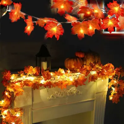 Maple Leaf String Luči, 6M 40 LED Autumn Leaf String Luči za zahvalni dan, noč čarovnic, božič