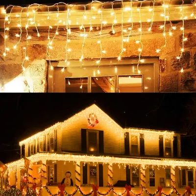 Icicle zanka na različnih višinah - 96 LED diod - 5 metrov - Topla bela