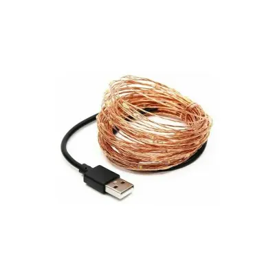 LED svetlobna palica iz bakrene žice, 5V USB baterija, okrasna pravljična luč, 20 m, 200 lučk, topla bela