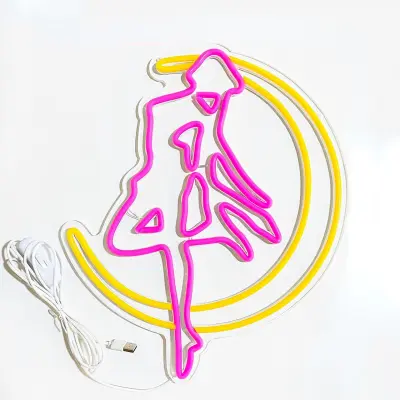 Sailor Moon Luna Neon Moonlight Anime Neon Art Wall Decor Lamp Girls Bedroom Playroom Darilo za rojstni dan Obletnica Noč čarovnic BožičnoToplo bela