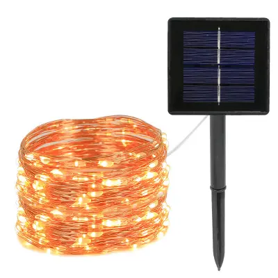 Zunanje sončne nizaste luči, 22 m 200 LED sončne pravljične luči, 8 načinov, vodotesne okrasne luči iz bakrene žice