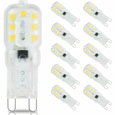 G9 Led žarnica, 3 W G9 Led sijalke (enakovredno 33 W halogenskim G9 žarnicam), Cool White 6000K, kot 360 stopinj, paket 10 [energijski razred E]