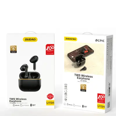U15H TWS Bluetooth 5.1 brezžične slušalke črne
