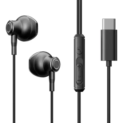 Slušalke z mikrofonom, slušalke USB-C, kabel 1,2 m, črne barve