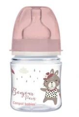 Canpol, Široka antiklukna steklenička za dojenčke PP Easy Start Bonjour 35/231 roza 120 ml