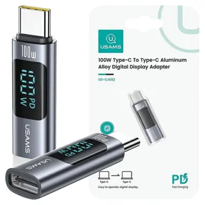 USAMS ADAPTER USB-C NA USB-C 100W ALUMINIJASTI DIGITALNI ZASLON AU18