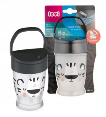 Kozarec s slamico, Lovi, Junior 250 ml, Salt & Pepper 35/356, 1 kos