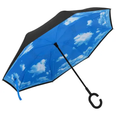 The Living Store Dežnik z ročajem v obliki črke C črn 108 cm - Dežnik