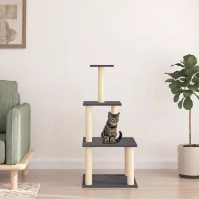The Living Store Mačje drevo s praskalniki iz sisala temno sivo 111 cm - Mačje Drevo