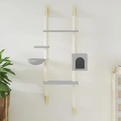The Living Store Stensko mačje drevo s praskalnikom svetlo sivo 180 cm - Stensko Mačje Drevo