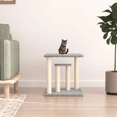 The Living Store Mačji praskalnik s ploščadjo svetlo siv 50 cm - Mačji Praskalnik