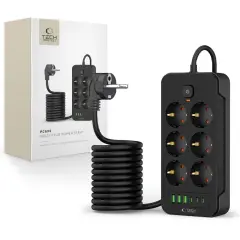 TECH-PROTECT PC6X6 POWER STRIP 3 USB & 3 TYPE-C & 6 VTIČNIC 200CM ČRN