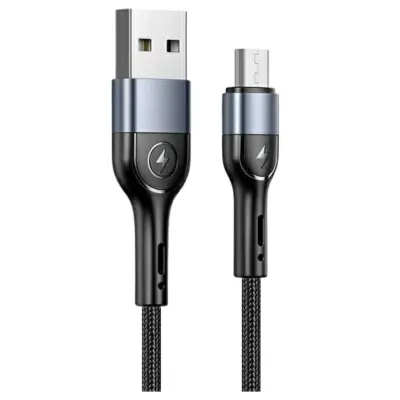 USAMS PLETENICA KABEL U55 2A MICRO USB 1M ZA TELEFON ČRNO ČRNA