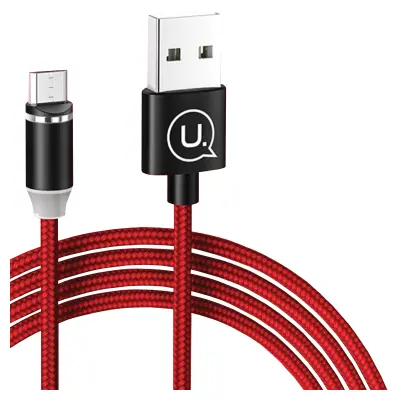 USAMS U-SURE MAGNETNI KABEL ZA LIGHTNING 1M 2.1A PLETEN RDEČ