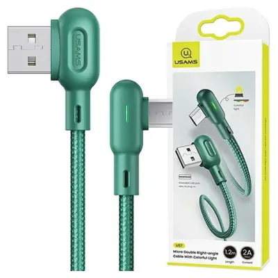 USAMS MICROUSB KABEL 2A 1,2M KOTNI ZA TELEFONE IN DODATKE ZELEN