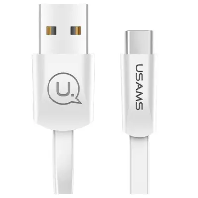 USAMS PLOŠČATI KABEL U2 USB-C 1.2M WHITE/WHITE ZA TELEFONE IN PRENOSNIKE