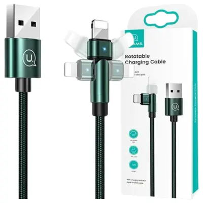 USAMS VRTLJIV BRIDED KABEL U60 2A ZA LIGHTNING GREEN 1M ZA IPHONE