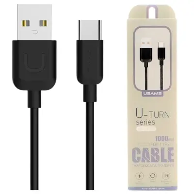 USAMS USB-C KABEL 1M ČRN/ČRN ZA TELEFONE, POLNILNIKE, 2A
