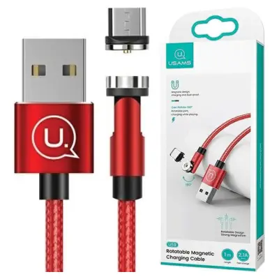 UDO SAMS MAGNETNI KABEL MICROUSB 2.1A FAST CHARGE 1M BRIDED RED