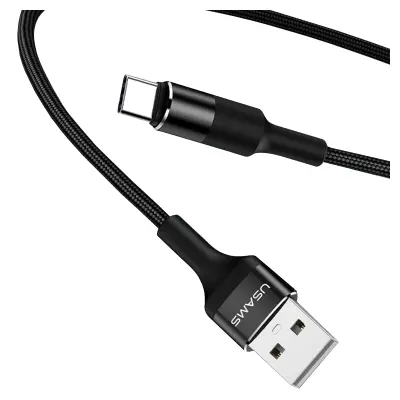 USAMS PLETENI KABEL U5 2A USB-C ČRN 1.2M ZA PAMETNI TELEFON