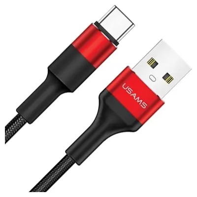 USAMS PLETENICA KABEL U5 2A USB-C ZA TELEFON 1.2M RDEČA RDEČA