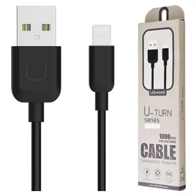 USAMS U-TURN KABEL ZA LIGHTNING 1M OVITEK ČRNO ZA IPHONE 2A FAST