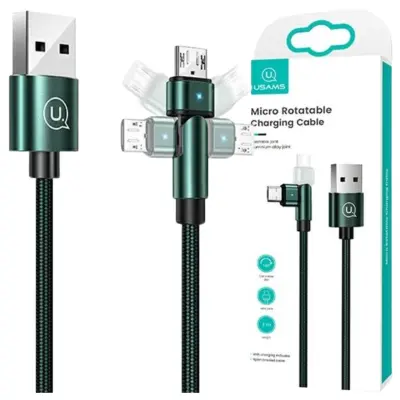 USAMS VRTLJIV BRIDED KABEL U60 2A MICRO USB 1M ZA TELEFONE ZELEN