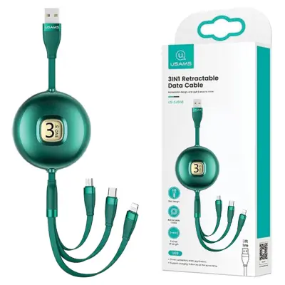 USAMS 3V1 1M KABEL ZA LIGHTNING MICROUSB USB-C ZELEN ZA TELEFON