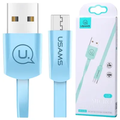 USAMS U2 MICROUSB PLOŠČATI KABEL 1,2M MODER/MODR ZA TELEFON
