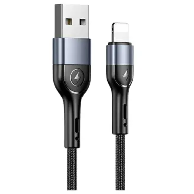 USAMS BRIDED KABEL U55 2A ZA LIGHTNING 1M ZA IPHONE 12 13 14 ČRN