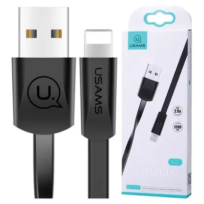 USAMS U2 FLAT KABEL ZA LIGHTNING 1,2M ČRN ZA IPHONE 5/6/7/8/X