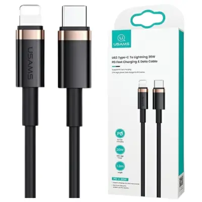 USAMS U63 KABEL USB-C ZA LIGHTNING 1.2M 20W PD HITRO POLNJENJE ZA IPHONE ČRN