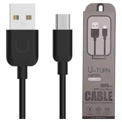 USAMS MIKRO USB KABEL 1M ČRN/ČRN ZA TELEFONE 2A POLNILEC