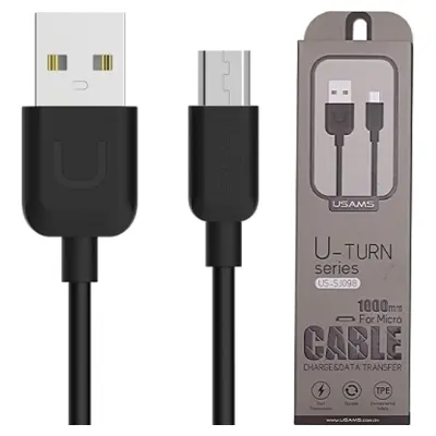 USAMS MIKRO USB KABEL 1M ČRN/ČRN ZA TELEFONE 2A POLNILEC
