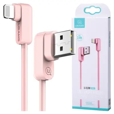 USAMS U-FLOW ANGLE KABEL ZA LIGHTNING 1.2M 2A ZA IPHONE PINK OVITEK