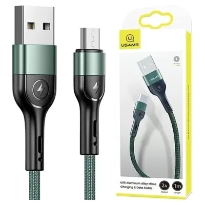 USAMS PLETENI KABEL U55 2A MICRO USB ZELEN 1M ZA TELEFONE