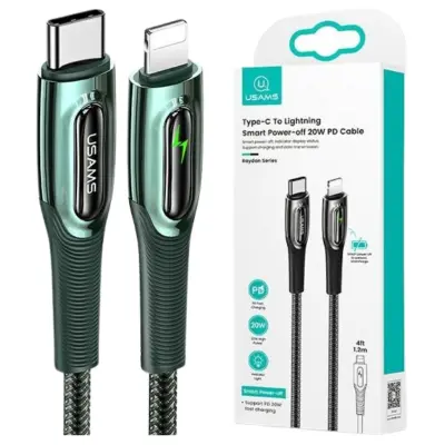 USAMS USB-C KABEL ZA LIGHTNING 20W PD 1.2M ZA IPHONE TEMNO ZELEN