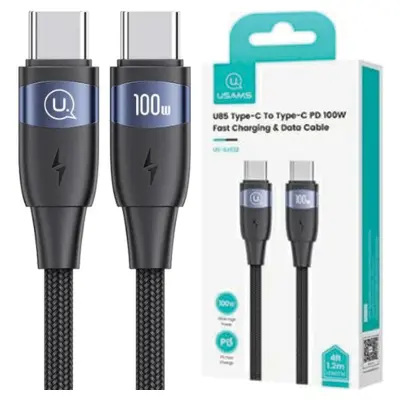 USAMS KABEL USB-C NA USB-C 100W 1,2M PD HITRO POLNJENJE ČRNO ČRN